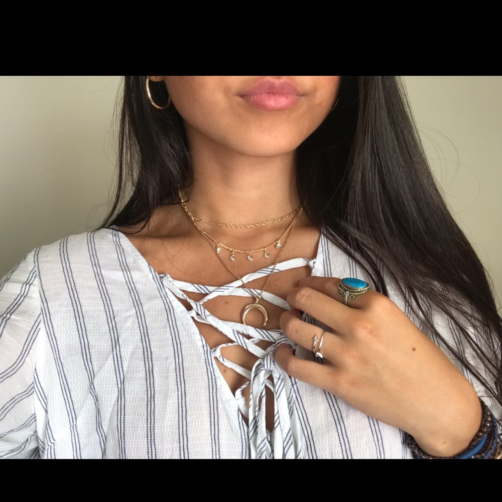 Lace up blouse